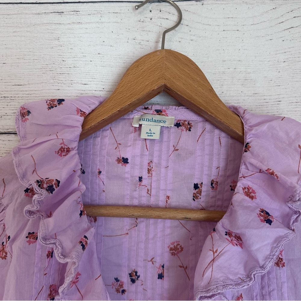 Sundance Floral Beatrice Ruffle Top in Lavender. - Picture 4 of 6